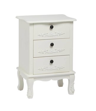LPD French 3 Drawer Bedside - White