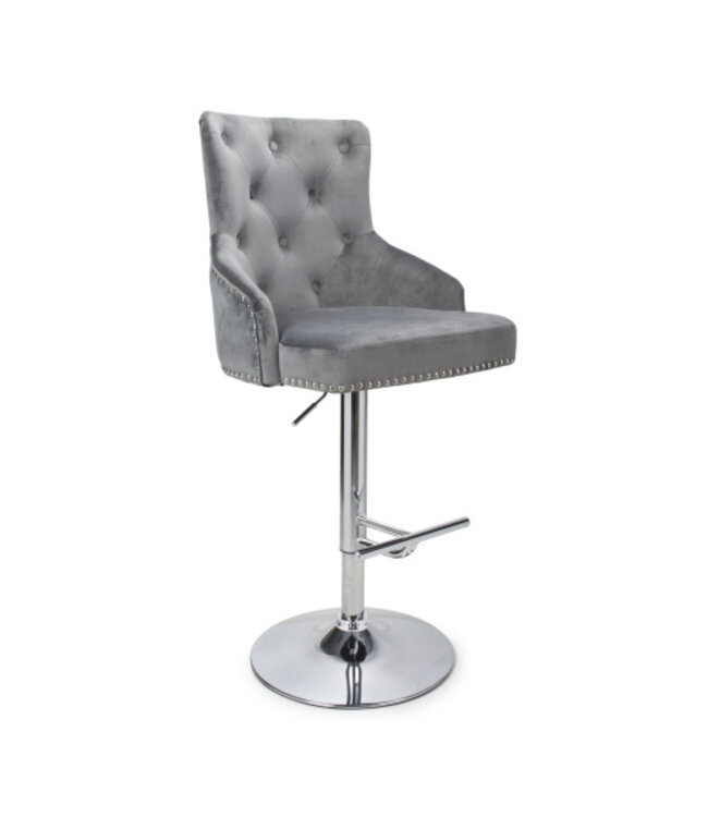 Shankar Rocco Brushed Velvet Bar Stool - Grey