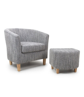 Shankar Tub Tweed Grey Chair & Stool Set