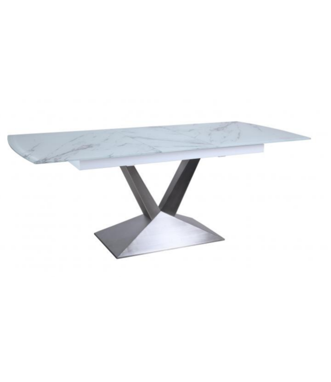 Besp-Oak Furniture Marble Effect Extending Dining Table