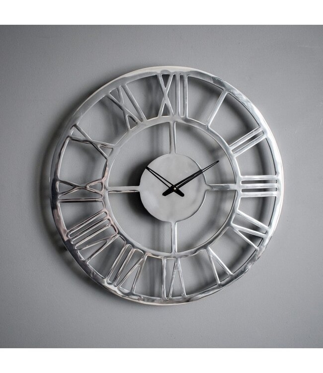 Pavia Large Wall Clock Polished Aluminium