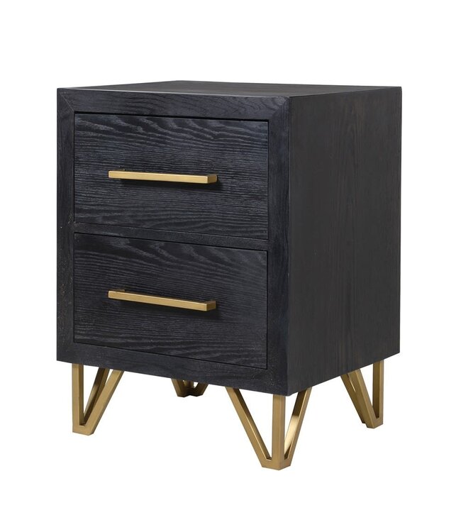 Black & Gold 2 Drawer Bedside