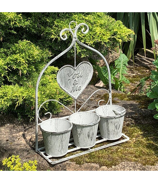 Minster Stylish Living Metal Heart Design Triple Planter