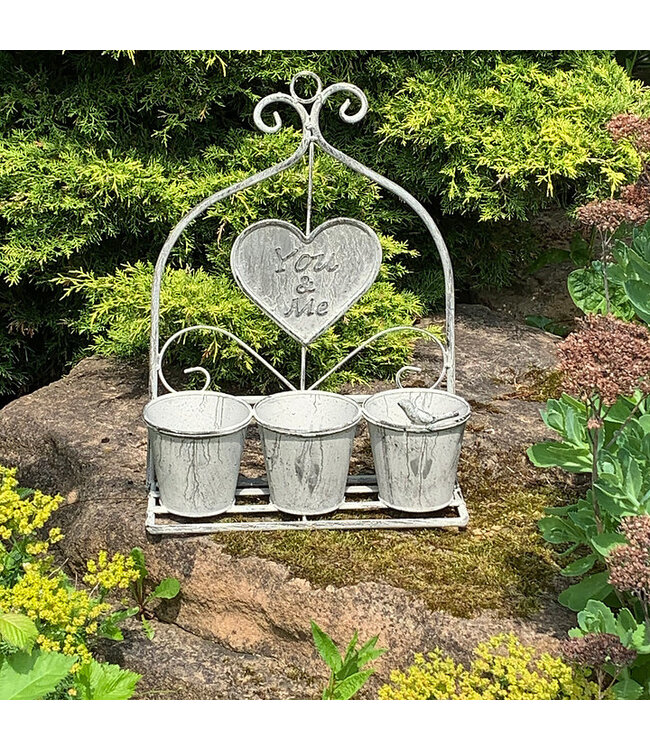 Minster Stylish Living Metal Heart Design Triple Planter
