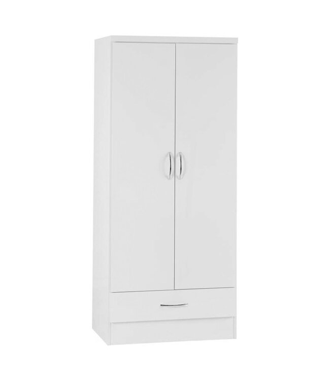 Seconique Nevada 2 Door 1 Drawer Wardrobe - White