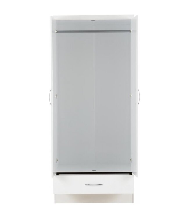 Seconique Nevada 2 Door 1 Drawer Wardrobe - White