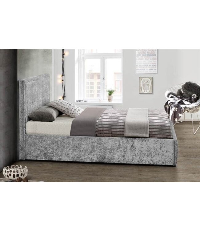 Birlea Hannover Steel Crushed Velvet Ottoman Bed - Double