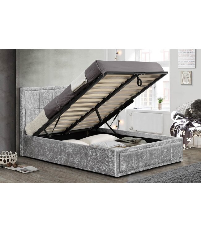 Birlea Hannover Steel Crushed Velvet Ottoman Bed - Double