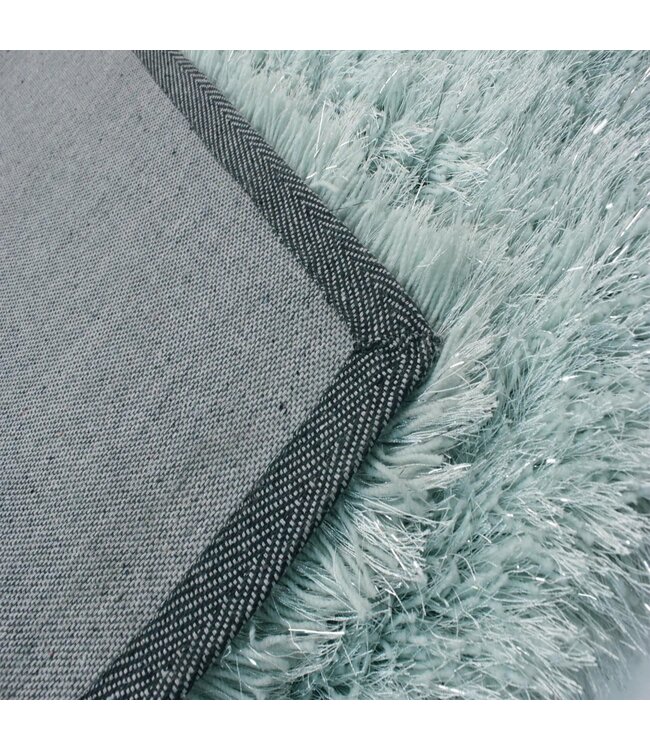 Dazzle Duck Egg Plain Shaggy Sparkle Rug - 120 x 170 cm