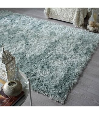 Dazzle Duck Egg Plain Shaggy Sparkle Rug - 120 x 170 cm