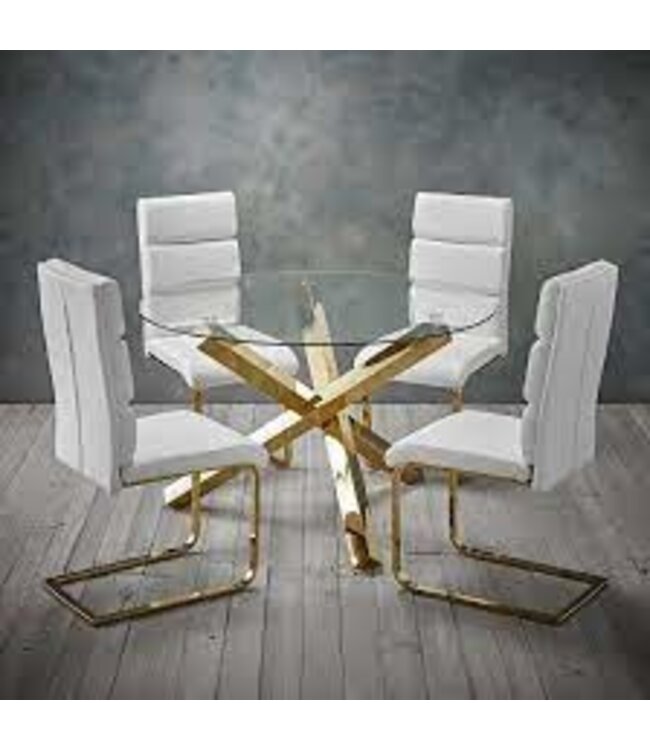 LPD Furniture Capri Round Dining Table With Gold Legs
