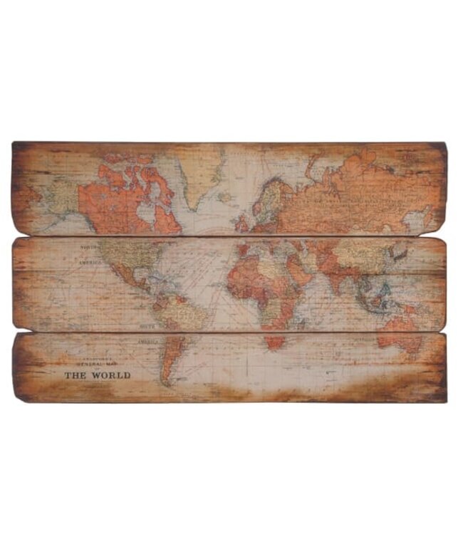 Large Wooden Plaque World Map