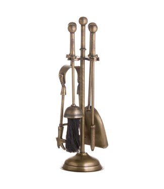 Hill Interiors Ball Topped Companion Set In Antique Brass