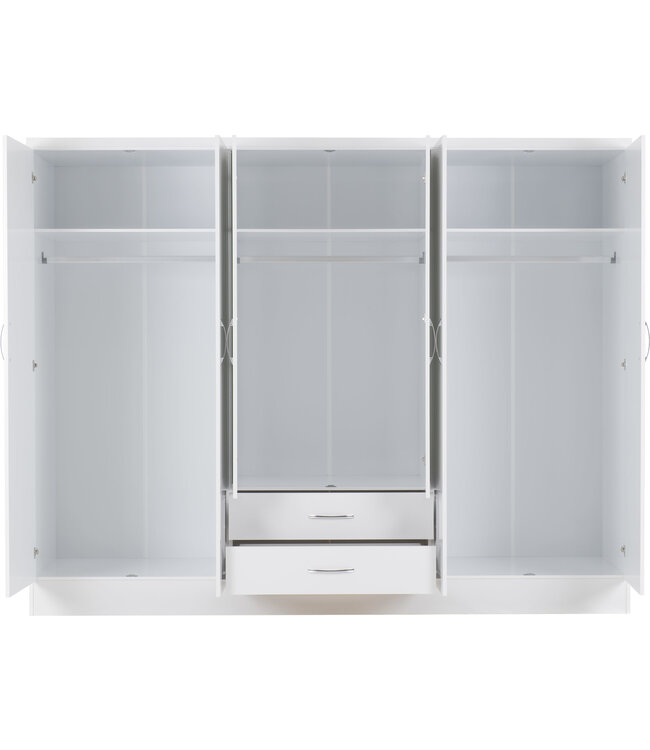 Seconique Nevada 6 Door Wardrobe - White