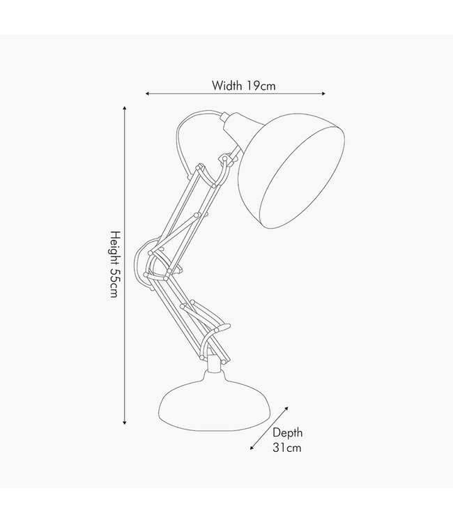 Pacific  Matt Black Metal Angled Task Table Lamp