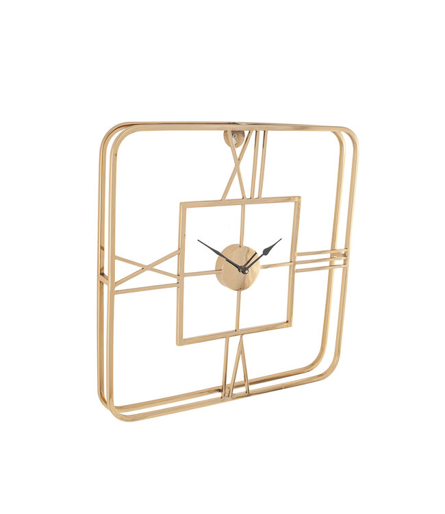 Pacific  Gold Metal Square Wall Clock