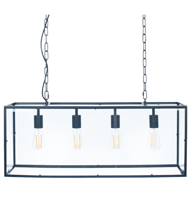 Pacific  Llewellyn Matt Black Metal & Glass Pendant