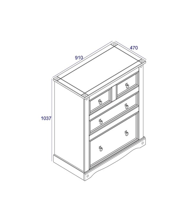 Core Products Corona Grey 2+2 Drawer Chest
