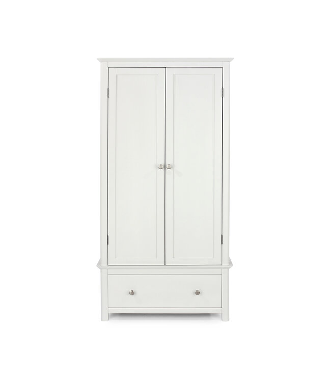 Core Products Nairn White & Glass 2 Door 1 Drawer Wardrobe