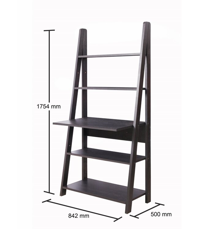 Timber Art Design Tall Ladder Desk - Black