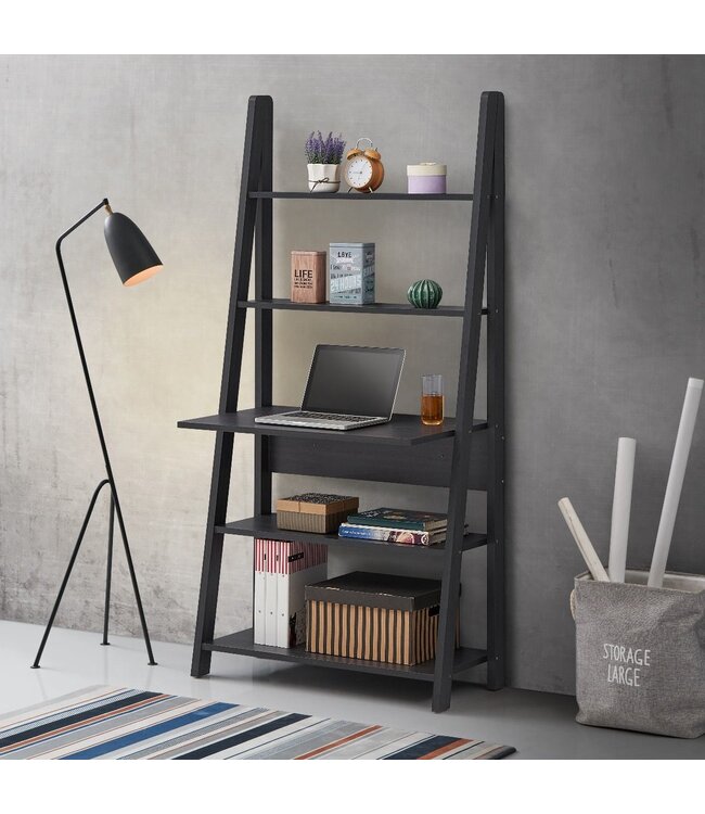 Timber Art Design Tall Ladder Desk - Black
