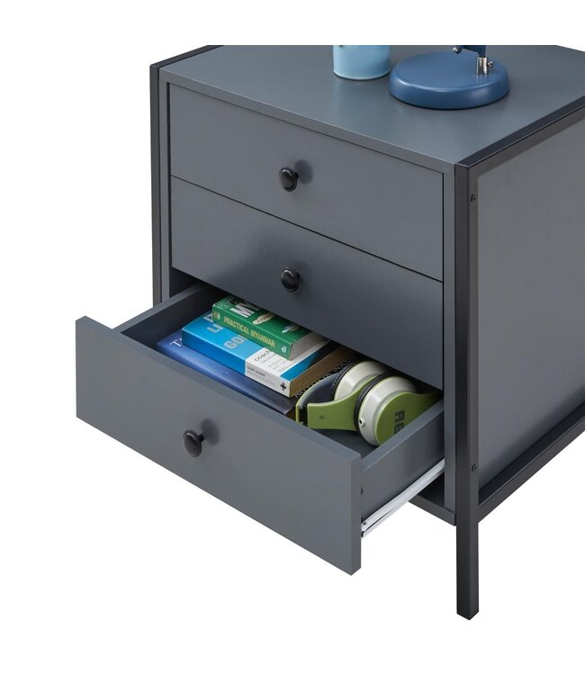 Timber Art Design  Zahra Grey 3 Drawer Bedside