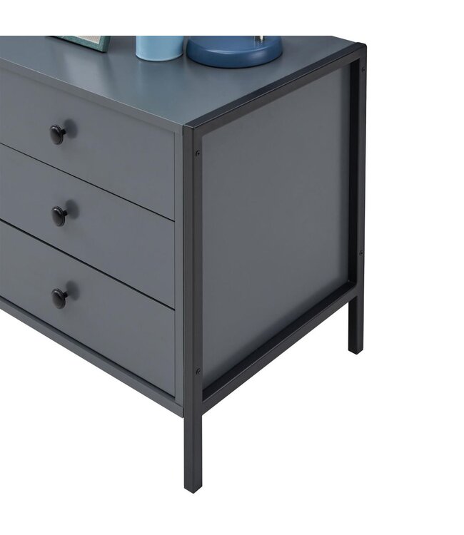 Timber Art Design  Zahra Grey 3 Drawer Bedside