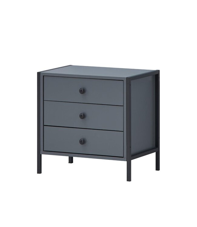 Timber Art Design  Zahra Grey 3 Drawer Bedside