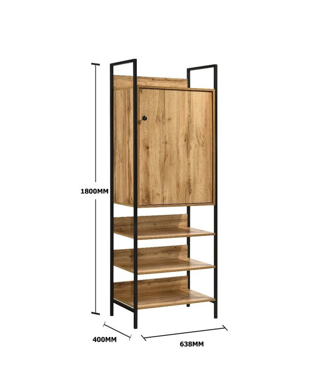Timber Art Design Zahra Oak Effect Storage Cabinet With Shelves