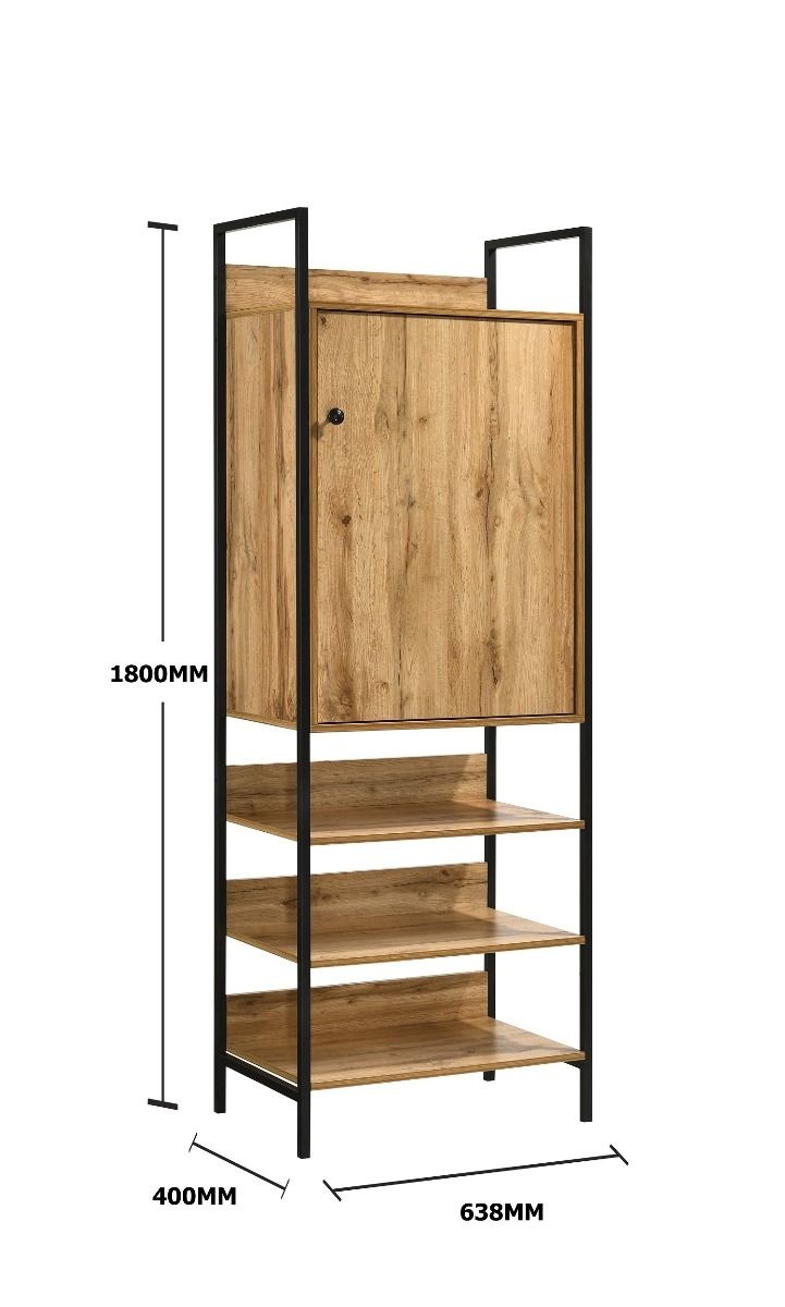 Oak Effect Storage Cabinet With Door & Shelves