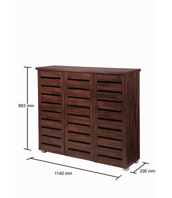 Timber Art Design Contemporary Dark Oak 3 Door Shoe Cabinet
