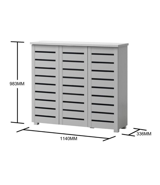 Timber Art Design Contemporary Grey 3 Door Shoe Cabinet