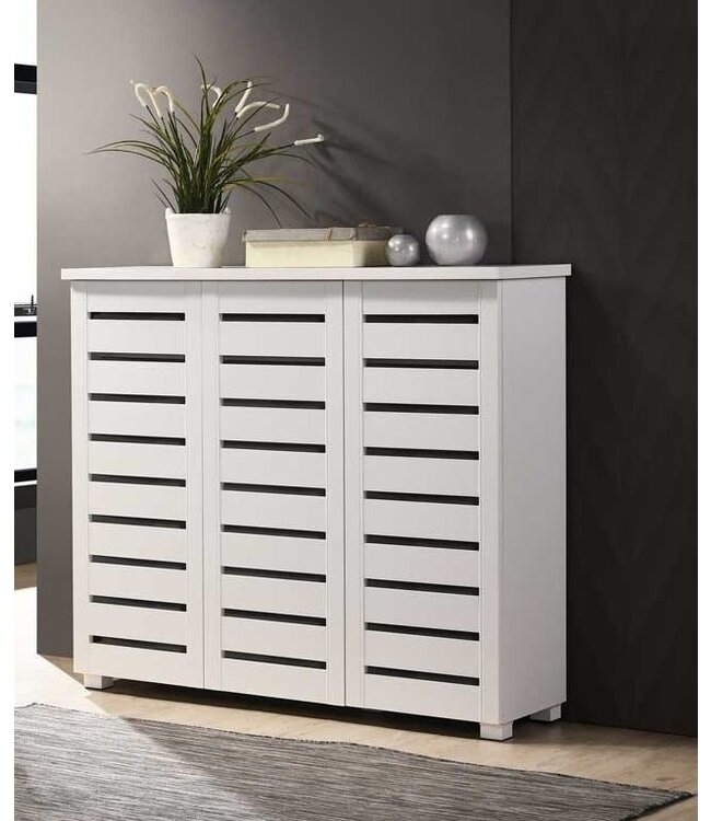 Timber Art Design White 3 Door Shoe Cabinet