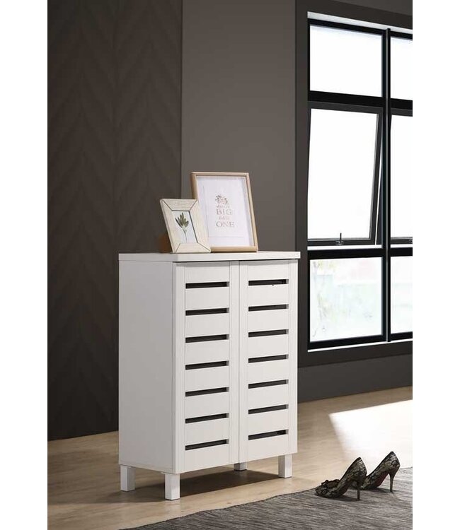Timber Art Design Contemporary White 2 Door Shoe Cabinet