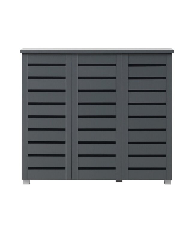 Timber Art Design Contemporary Dark Grey 3 Door Shoe Cabinet