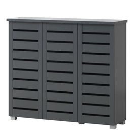 Essentials Modern 3 Door Shoe Cabinet - Dark Grey
