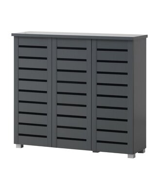 Timber Art Design Dark Grey 3 Door Shoe Cabinet