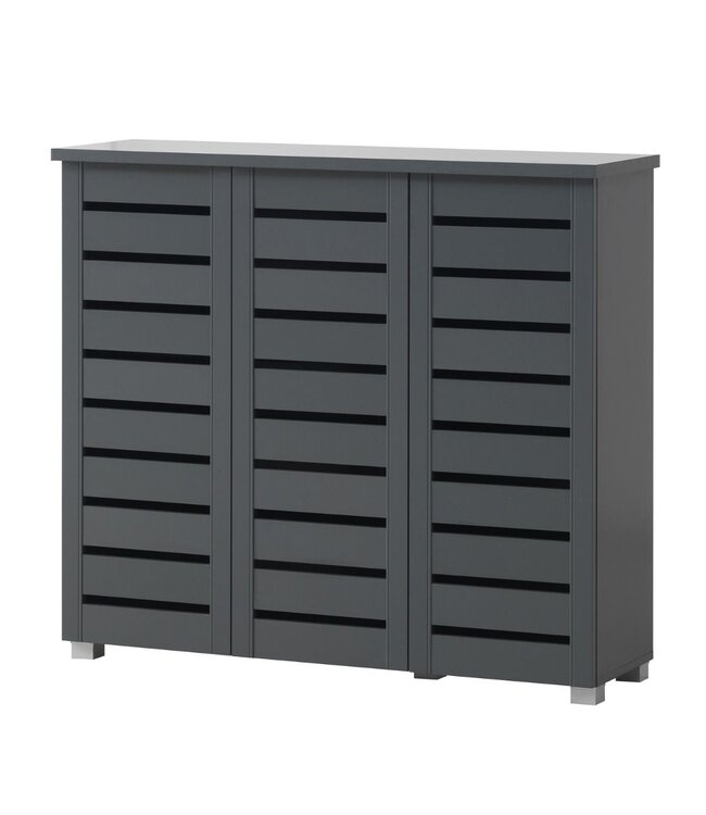 Timber Art Design Contemporary Dark Grey 3 Door Shoe Cabinet