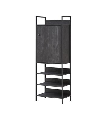 Timber Art Design Zahra Black Oak Storage Cabinet With Shelves