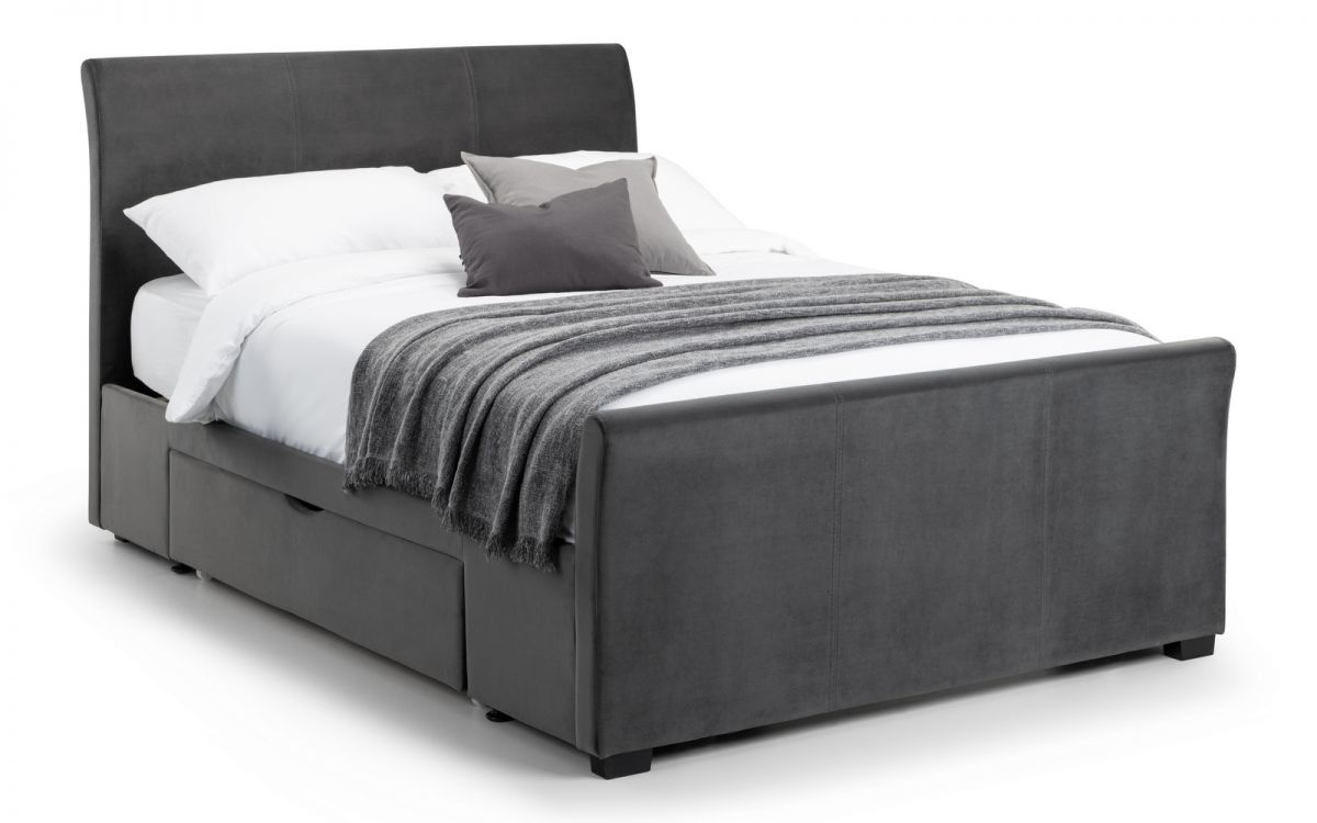 Capri Dark Grey Velvet Bed