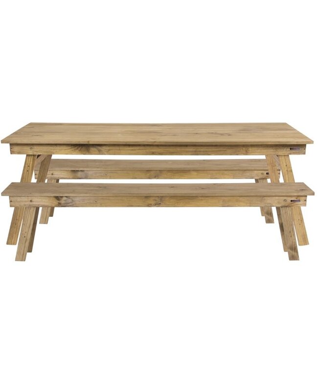 Tramontina Folding Table & 2 Benches - Naturalle