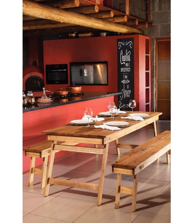 Tramontina Folding Table & 2 Benches - Naturalle