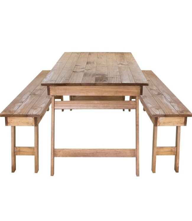 Tramontina Folding Table & 2 Benches - Naturalle