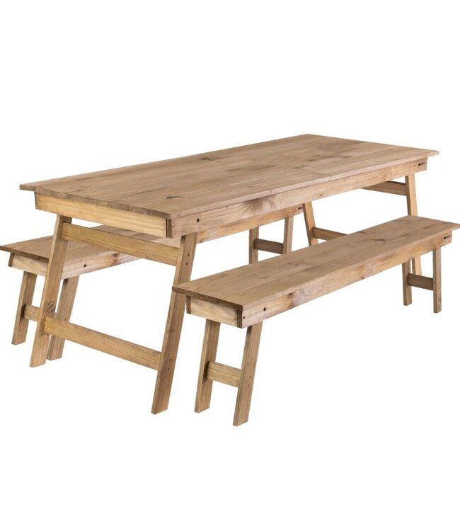 Tramontina Folding Table & 2 Benches - Naturalle