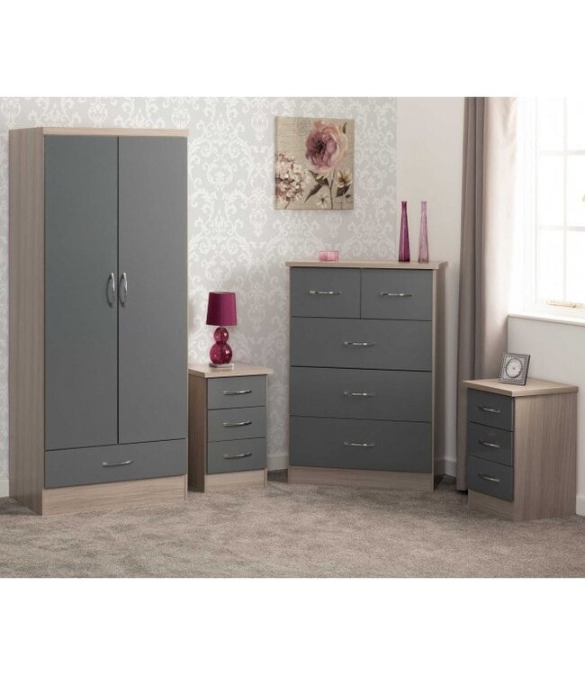 Seconique Nevada Oak & Grey Bedroom Set