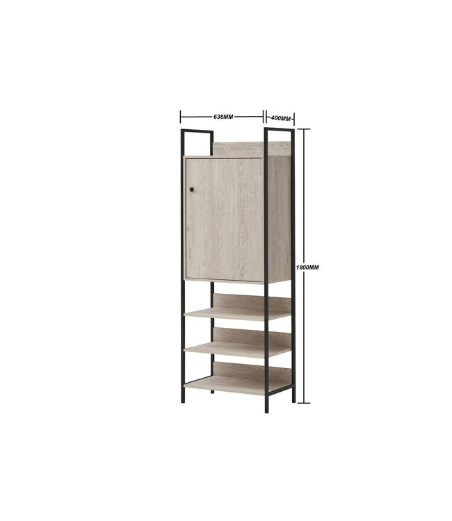 Timber Art Design Zahra Ash Oak Open Wardrobe Bedroom Set