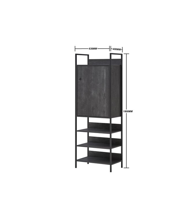 Timber Art Design Zahra Black Oak Open Wardrobe Bedroom Set