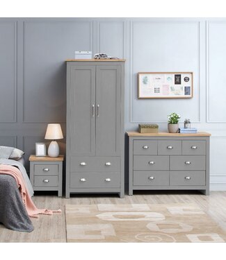 Timber Art Design Lisbon Grey Bedroom Set 2 Door Wardrobe