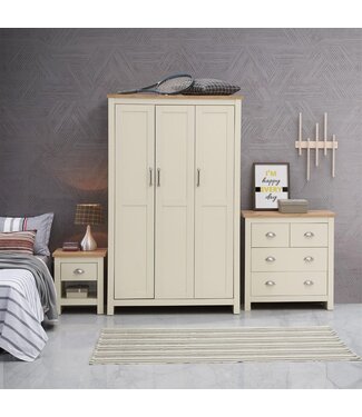 Timber Art Design Lisbon Cream Bedroom Set 3 Door Wardrobe