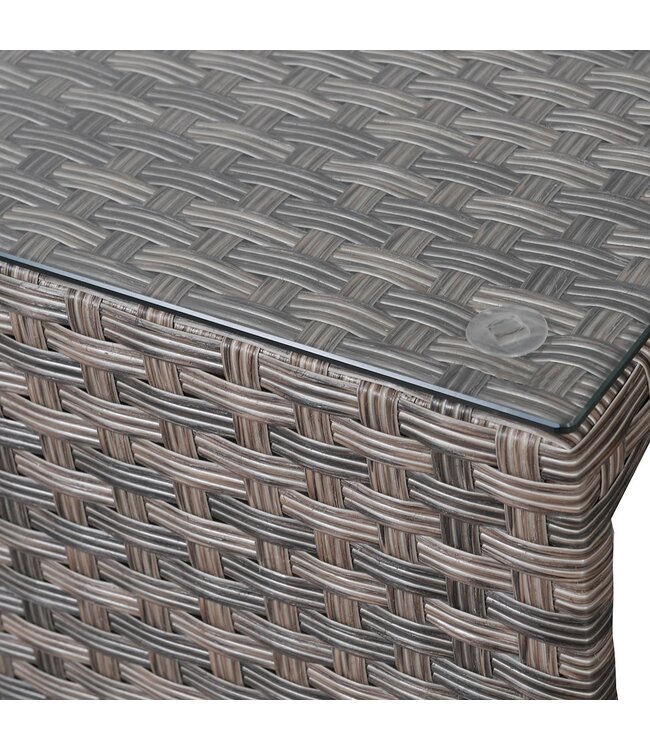 6 Piece  Outdoor Grey Linen & Rattan Effect Set